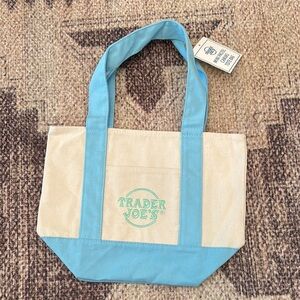 Trader Joe’s, mini pastel canvas tote bag in blue